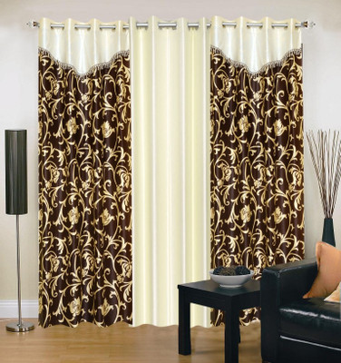 

Excel Bazaar 214 cm (7 ft) Polyester Door Curtain (Pack Of 3)(Abstract, Brown, Beige), Beige;brown