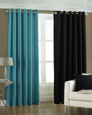 Homefab India 152.5 cm (5 ft) Polyester Semi Transparent Window Curtain (Pack Of 2)(Solid, Multicolor)