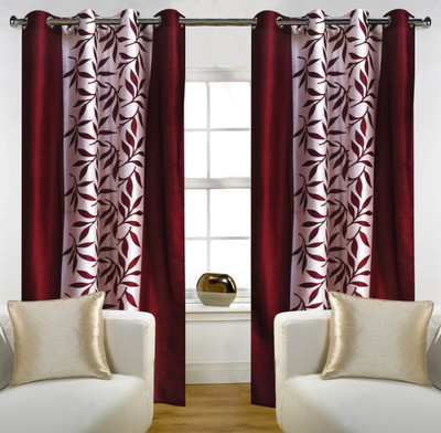 

Home Candy 274 cm (9 ft) Polyester Long Door Curtain (Pack Of 2)(Floral, Maroon)