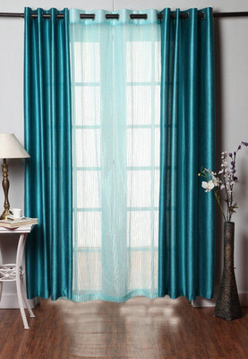 

Super India 274 cm (9 ft) Polyester Long Door Curtain (Pack Of 3)(Plain, Blue)