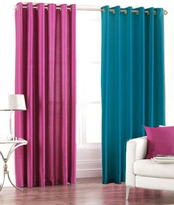 

Skytex 150 cm (5 ft) Polyester Window Curtain (Pack Of 2)(Plain, Blue, Magenta)