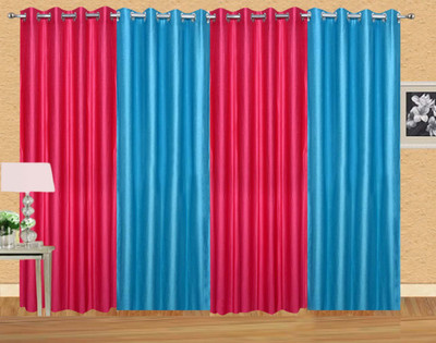 

Ville Style 214 cm (7 ft) Polyester Door Curtain (Pack Of 4)(Solid, Pink, Blue), Blue;pink
