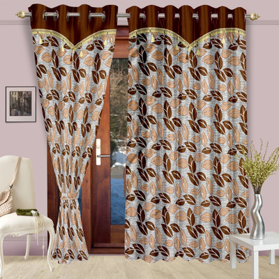 

Cortina 210 cm (7 ft) Polyester Door Curtain (Pack Of 2)(Floral, Brown)