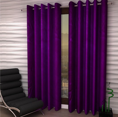 

Italian Fab 213 cm (7 ft) Polyester Door Curtain (Pack Of 2)(Plain, Purple)