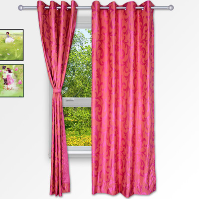 57% OFF on Story@Home Polyester Window Curtain 152 cm (4.9ft) Pack of 2(Printed Pink)