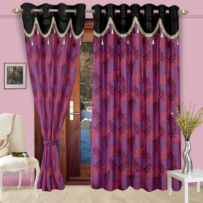 

Cortina 270 cm (9 ft) Polyester Long Door Curtain (Pack Of 2)(Floral, Purple)