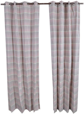 

MABA 215 cm (7 ft) Cotton Door Curtain (Pack Of 2)(Striped, Pink)