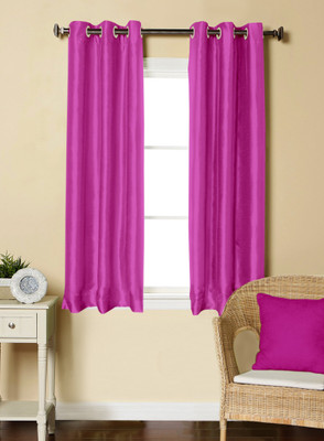 

Lushomes 152 cm (5 ft) Polyester Window Curtain (Pack Of 2)(Solid, Pink)