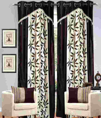 

Super India 215 cm (7 ft) Polyester Door Curtain (Pack Of 2)(Floral, Black)