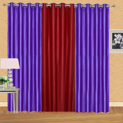 

Excel Bazaar 275 cm (9 ft) Polyester Long Door Curtain (Pack Of 3)(Solid, Purple, Red)