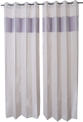 

MABA 215 cm (7 ft) Polyester Door Curtain (Pack Of 2)(Plain, Silver)