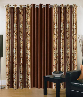 

PHF 60 cm (2 ft) Polyester Window Curtain (Pack Of 3)(Plain, Brown)