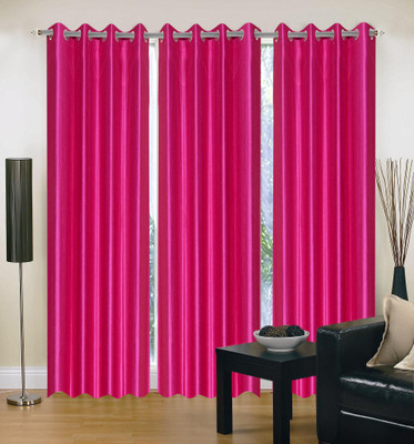 

New Home 214 cm (7 ft) Polyester Door Curtain (Pack Of 3)(Plain, Pink)