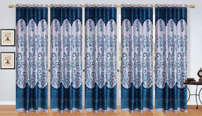 

Ville Style 214 cm (7 ft) Polyester Door Curtain (Pack Of 5)(Floral, Light Blue)