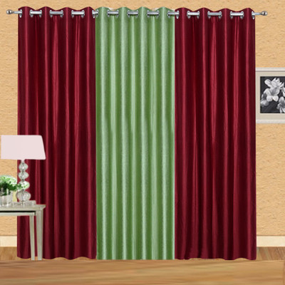 

Ville Style 275 cm (9 ft) Polyester Long Door Curtain (Pack Of 3)(Solid, Maroon, Green), Green;maroon