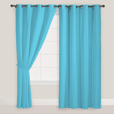 

Presto 150 cm (5 ft) Polyester Window Curtain (Pack Of 2)(Striped, Blue)