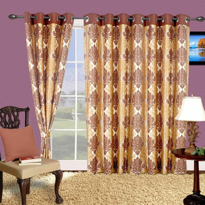 

Cortina 210 cm (7 ft) Polyester Door Curtain Single Curtain(Floral, Brown)