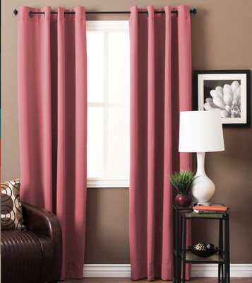 

American-Elm 153 cm (5 ft) Polyester Window Curtain (Pack Of 2)(Solid, Pink_1)