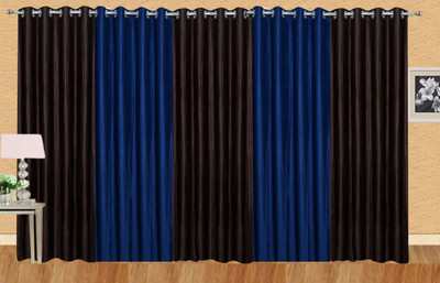 

Stella Creations 152 cm (5 ft) Polyester Window Curtain (Pack Of 5)(Solid, Brown, Blue), Blue;brown