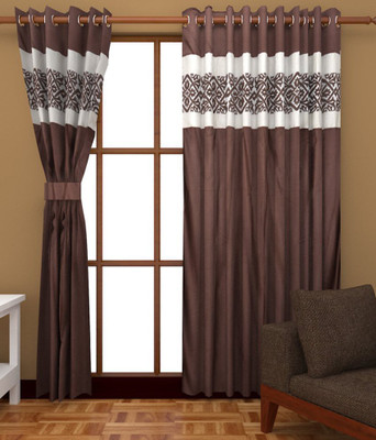 

PHF 84 cm (3 ft) Polyester Window Curtain (Pack Of 2)(Plain, Brown)