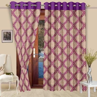 

Cortina 210 cm (7 ft) Polyester Door Curtain (Pack Of 2)(Floral, Purple)