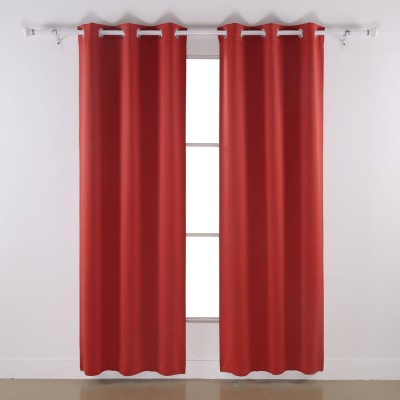 

American-Elm 153 cm (5 ft) Polyester Window Curtain (Pack Of 2)(Solid, Red_1)