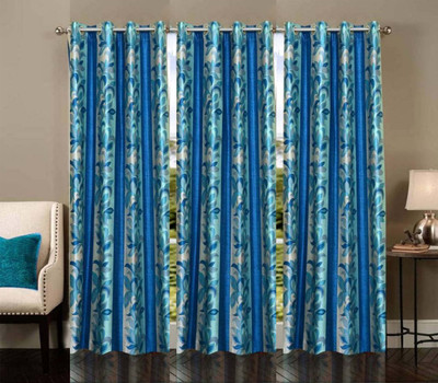 

Ville Style 275 cm (9 ft) Polyester Long Door Curtain (Pack Of 3)(Abstract, Light Blue)