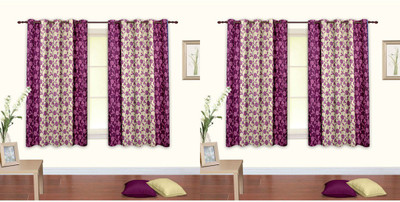 

Cortina 150 cm (5 ft) Polyester Window Curtain (Pack Of 4)(Floral, Purple)