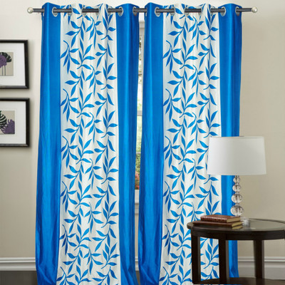 

Ville Style 2 m (0 ft) Polyester Window Curtain (Pack Of 2)(Floral, Light Blue)