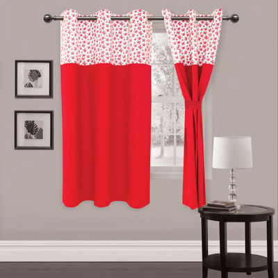 

Elan 150 cm (5 ft) Cotton Window Curtain Single Curtain(Floral, Red)