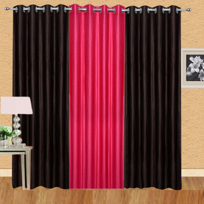 

Ville Style 214 cm (7 ft) Polyester Door Curtain (Pack Of 3)(Solid, Brown, Pink)