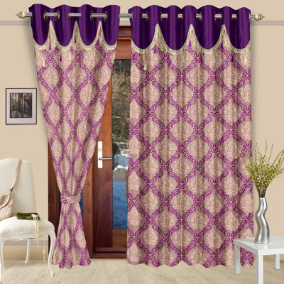 

Cortina 270 cm (9 ft) Polyester Long Door Curtain (Pack Of 2)(Floral, Light Purple)