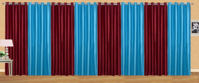 

Stella Creations 275 cm (9 ft) Polyester Long Door Curtain (Pack Of 8)(Solid, Maroon, Light Blue), Light blue;maroon