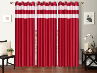 

Furnishing Zone 274 cm (9 ft) Polyester Long Door Curtain (Pack Of 3)(Plain, Red)
