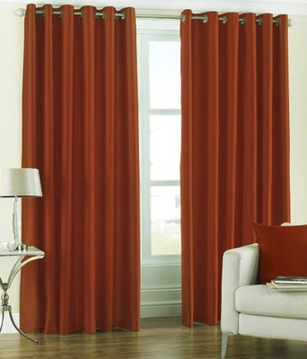 

PHome Decor 152 cm (5 ft) Polyester Window Curtain (Pack Of 2)(Plain, Rust)
