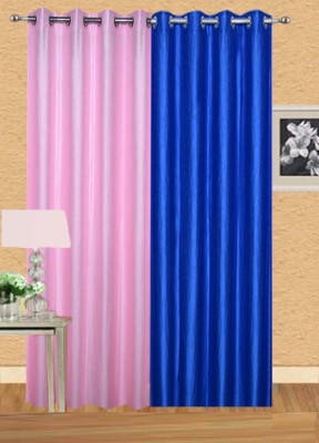 

Ville Style 275 cm (9 ft) Polyester Long Door Curtain (Pack Of 2)(Solid, Pink, Blue), Blue;pink