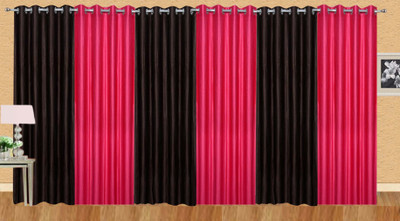 

Stella Creations 275 cm (9 ft) Polyester Long Door Curtain (Pack Of 6)(Solid, Brown, Pink)