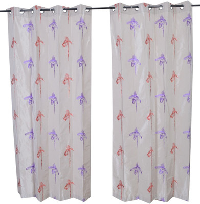 

MABA 215 cm (7 ft) Polyester Door Curtain (Pack Of 2)(Embroidered, Beige)