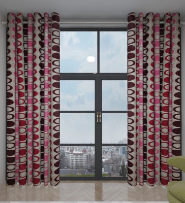 Home Candy 212 cm (7 ft) Polyester Door Curtain (Pack Of 2)(Printed, Red, Pink, Grey)