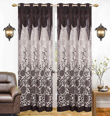 

The Intellect Bazaar 213 cm (7 ft) Jacquard Door Curtain (Pack Of 2)(Floral, Brown)