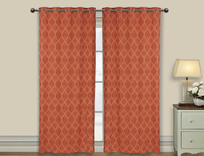 

Elan 270 cm (9 ft) Cotton Long Door Curtain Single Curtain(Motif, Brown)