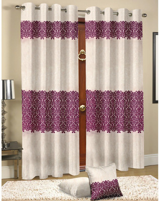 

Cortina 210 cm (7 ft) Velvet Door Curtain Single Curtain(Motif, Purple)
