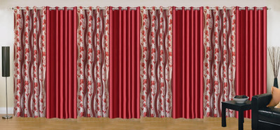 

Stella Creations 274 cm (9 ft) Polyester Long Door Curtain (Pack Of 8)(Printed, Maroon)