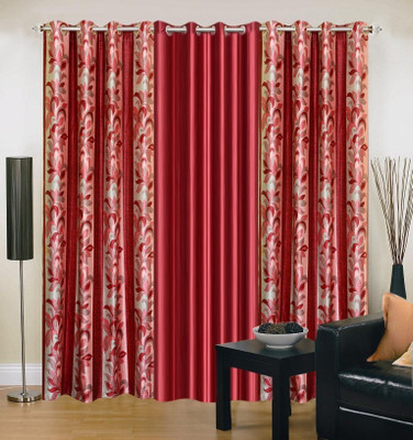 

Ville Style 214 cm (7 ft) Polyester Door Curtain (Pack Of 3)(Abstract, Maroon)
