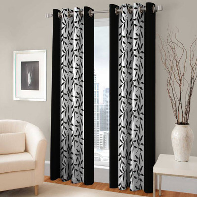 

Red N Hot 152 cm (5 ft) Polyester Window Curtain (Pack Of 2)(Floral, Black)