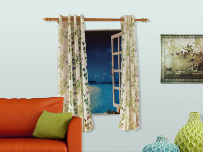 

Veer Creations 150 cm (5 ft) Polycotton Window Curtain (Pack Of 2)(Floral, Multicolor)