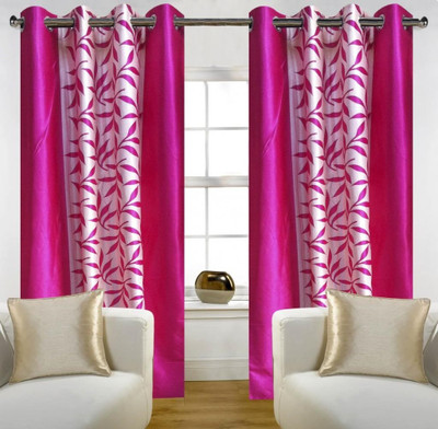 71% OFF on Home Candy 212 cm (7 ft) Polyester Door Curtain (Pack Of 2)(Striped, Pink)