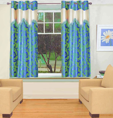 28% OFF on TT Polyester Window Curtain 150 cm (4 ft) Single Curtain(Floral Green)
