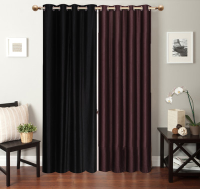 

Furnishing Zone 152 cm (5 ft) Polyester Window Curtain (Pack Of 2)(Plain, Black, Brown)