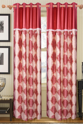 

Stop N Shop 90 cm (3 ft) Polyester Window & Door Curtain (Pack Of 2)(Floral, Rust)
